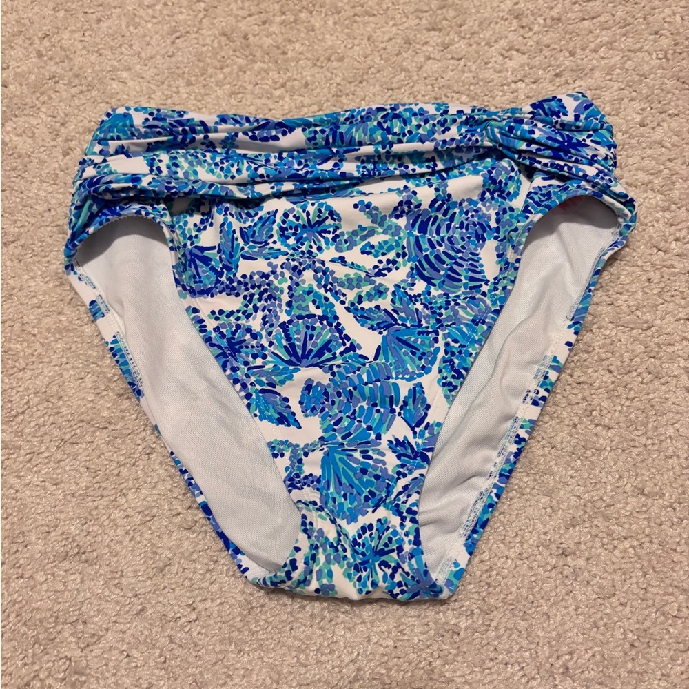 Blue and White Floral Bikini Bottom